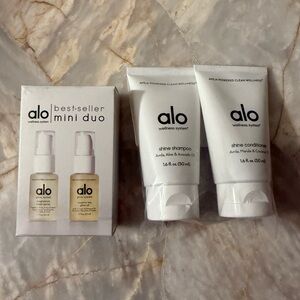 Alo Shine Shampoo and Conditioner & magnesium reset spray/head to toe glow oil